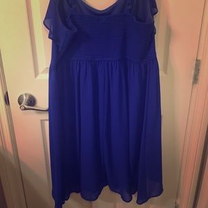 Deep cobalt blue knee length dress with ruffles
